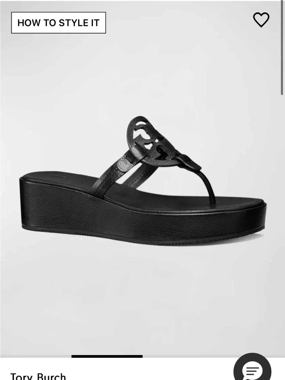 Tory Burch Miller Black Leather Wedge Platform Sandals Sz 8